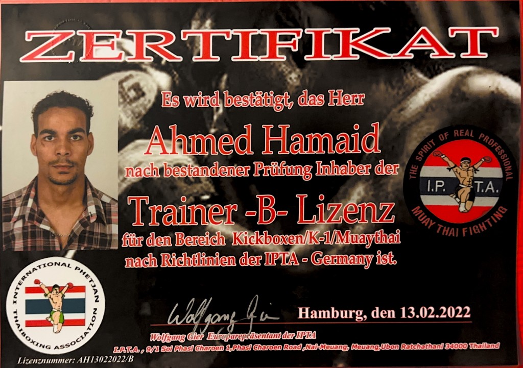 Ahmed Hamaid Trainer-B-Lizenz Certificate